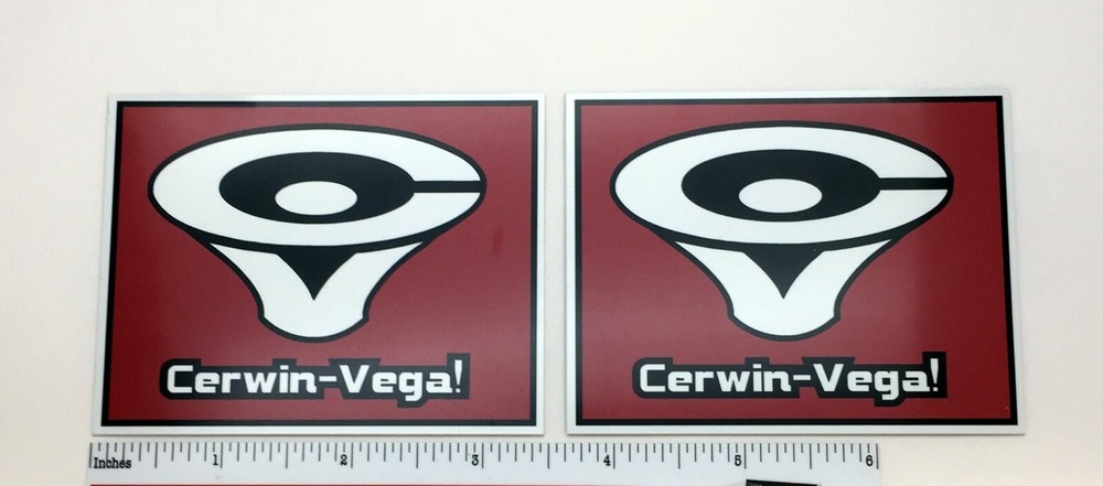 Cerwin Vega Custom Badge LARGE 3.5″ x 2.75″ Aluminum Pair