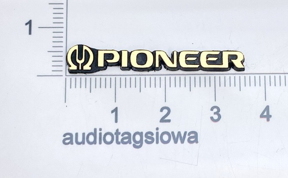 Pioneer Equipment Badge Logo Gold Incised Plastic SMALL 36mm x 6mm