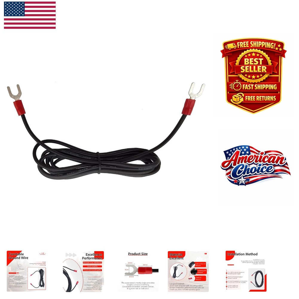 Effortless 6-ft Turntable Ground Wire – Connect with No Fuss and Clear Sound