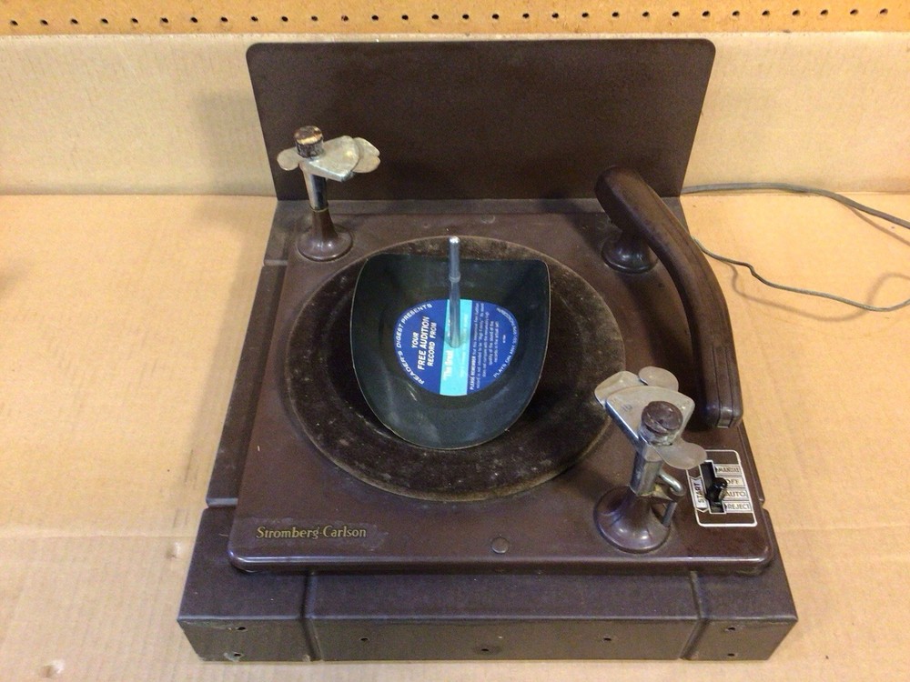 1940s Stromberg Carlson Turntable R-21225 & Sliding Drawer. Astatic QT-M Cart