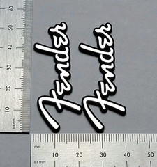 Fender Badge Logo Emblem Nameplate – Premium Silver Pair With Adhesive