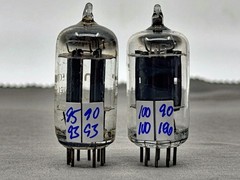 Matched Pair RCA 12AX7 ECC83 Long Black Plates ‘D’ Getters Test NOS Amplitrex