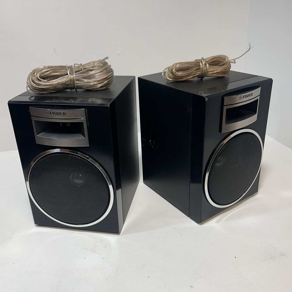 Fisher Bookshelf Speakers Pair Black 2-Way Home Stereo Audio Vintage (PH463)