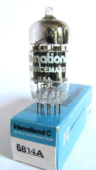 One 1950s Raytheon 5814A (ECC82 12AU7) Tube – Black Plates, 3 Mica, Top [ ]