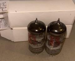 Pair 12AT7 Rare Red Print Shuguang China Preamp Vacuum Tubes Corner Foil Getter