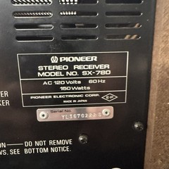 PIONEER SX-780 VINTAGE AM/FM STEREO RECEIVER – SERVICED – CLEANED – TESTED