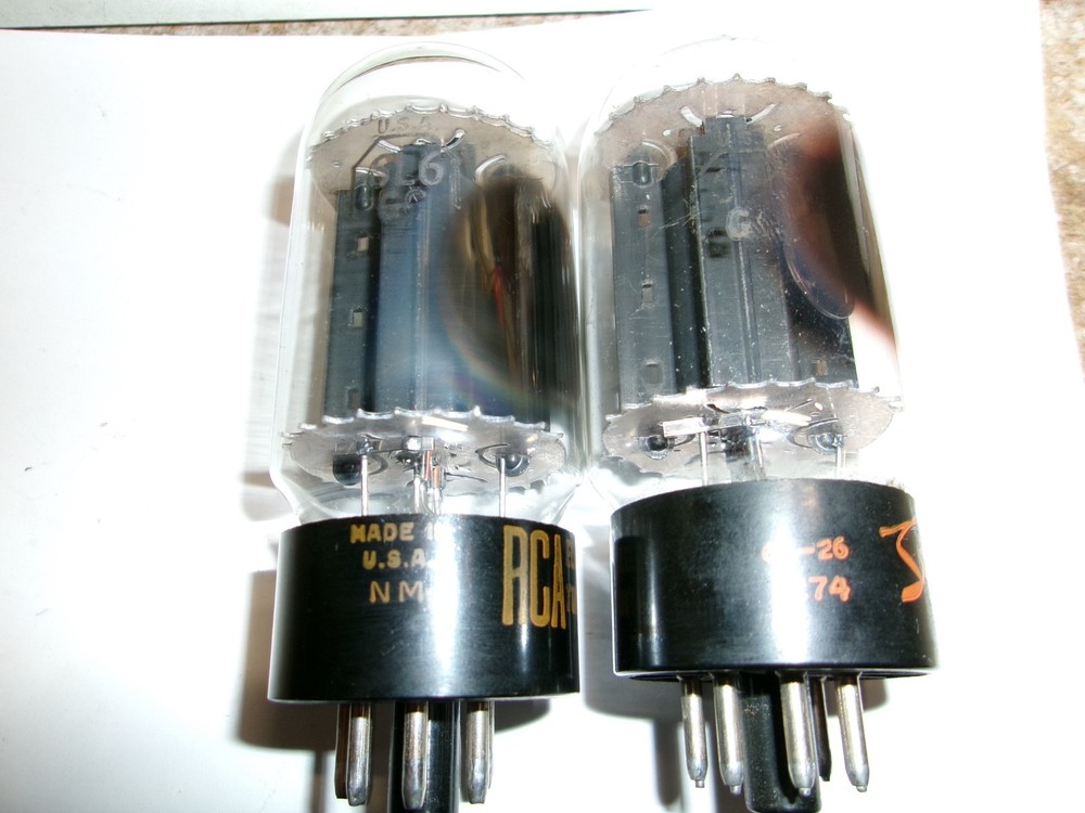 2 RCA 6L6GC BLACK PLATE VACUUM TUBES