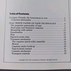 TEAC The White Paper On Tape (Recording) Technology Booklet 1974 RARE