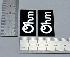 Ohm Speaker Grill Badge Logo Emblem Nameplate Silver Small Pair With Adhesive