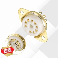 MECCANIXITY 3pk 9-Pin Ceramic Tube Sockets GZC9-D-G