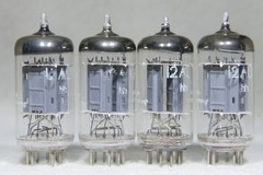Matched Quad Telefunken ECC82/12AU7 Long Ribbed Plate Diamond Bottom 1956 Strong