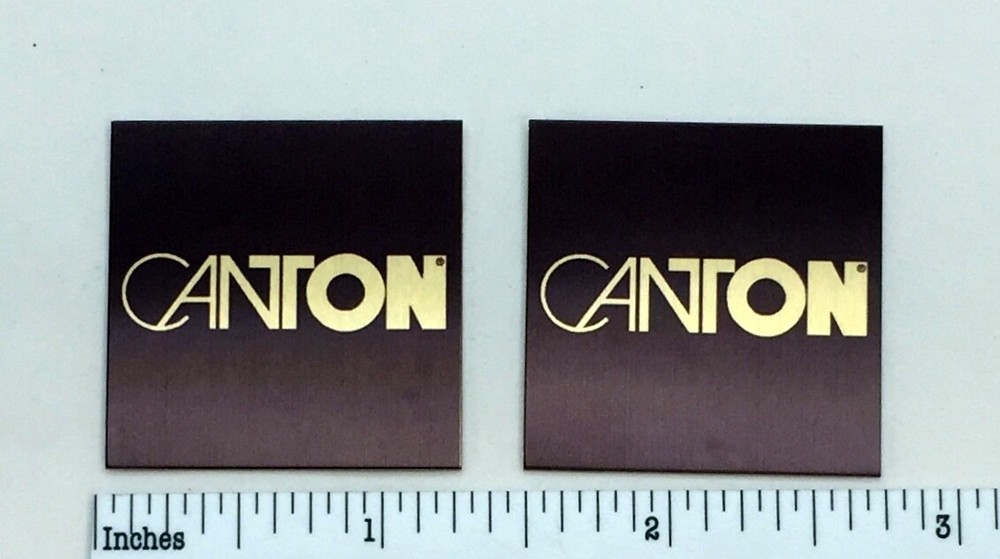 Canton Speaker Badge Custom Brown / Gold Aluminum Pair Free Shipping