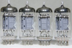 Matched Quad Telefunken ECC82/12AU7 Long Ribbed Plate Diamond Bottom 1956 Strong
