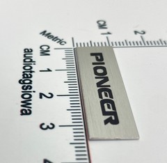 Pioneer Turntable Badge Logo For Dust Cover Metal 34mm x 10mm Silver w/Black