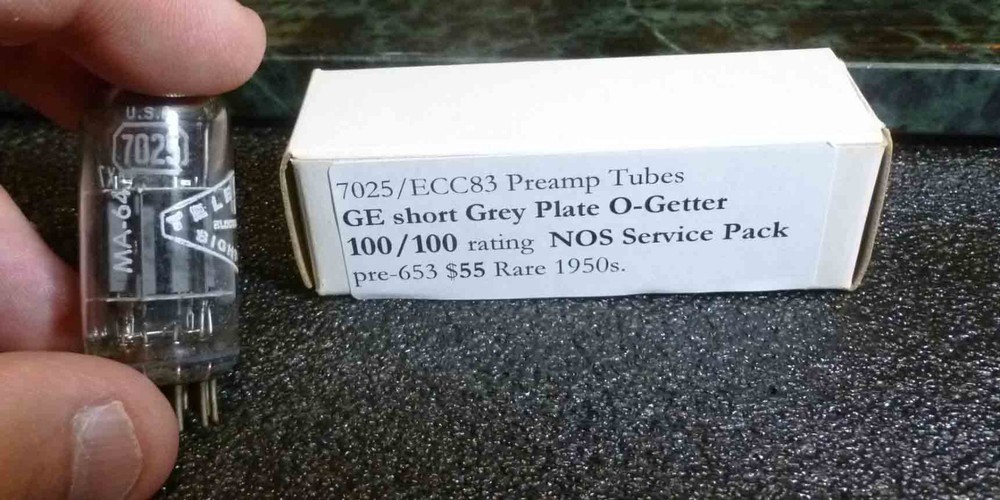60s GE Short 7025 Gray plate O getter 100/100 a side NOS! Rare