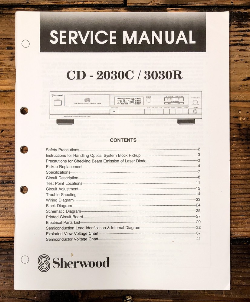 Sherwood CD-2030C CD-3030R CD Player Service Manual *Original*