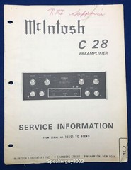 Original McIntosh C28 / Preamplifier Service Information Manual #1