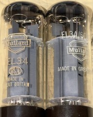 Matched Pair 1960s Mullard xf2 OO Getter EL34 Tubes Test NOS TV7=51/51 @ 36/37ma