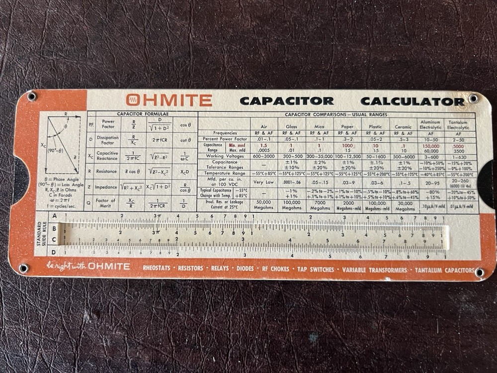 Vintage 1960’s Ohmite Capacitor Calculator