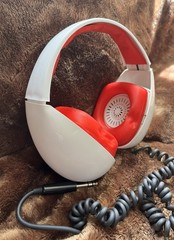 Vtg Zenith Headphones space age MCM White Red cord Japan