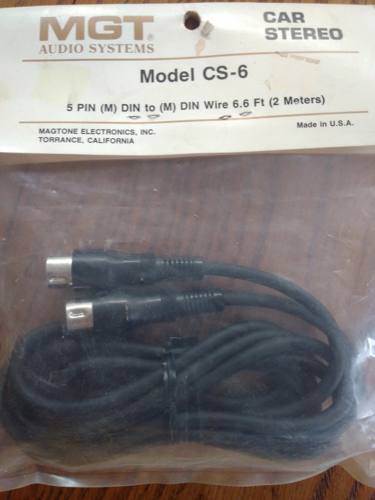 Rare Vintage Car Stereo Cord Model Cs-6, 5 pin. 6.6 feet. -Brand New-SHIPS N 24