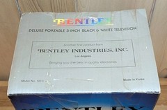 Bentley Deluxe Portable 5-Inch Black & White TV Model No. 100C NOS