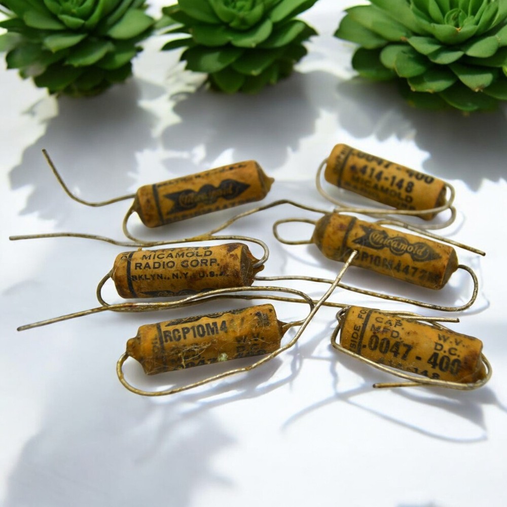 TSC .001 MFD 600V Paper Capacitors Set of 6 • Stratfield Co. USA • Vintage
