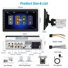 Hikity 10.1 Inch Single Din Car Stereo Carplay Android Auto Detachable Touch