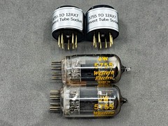 Western Electric JW 5755 420A Mil Spec w/12AX7 ADAPTERS Matched Balanced Pair