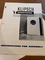 Klipsch Shorthorn Do It Yourself speaker Brochure, Price Guide Dated 1955