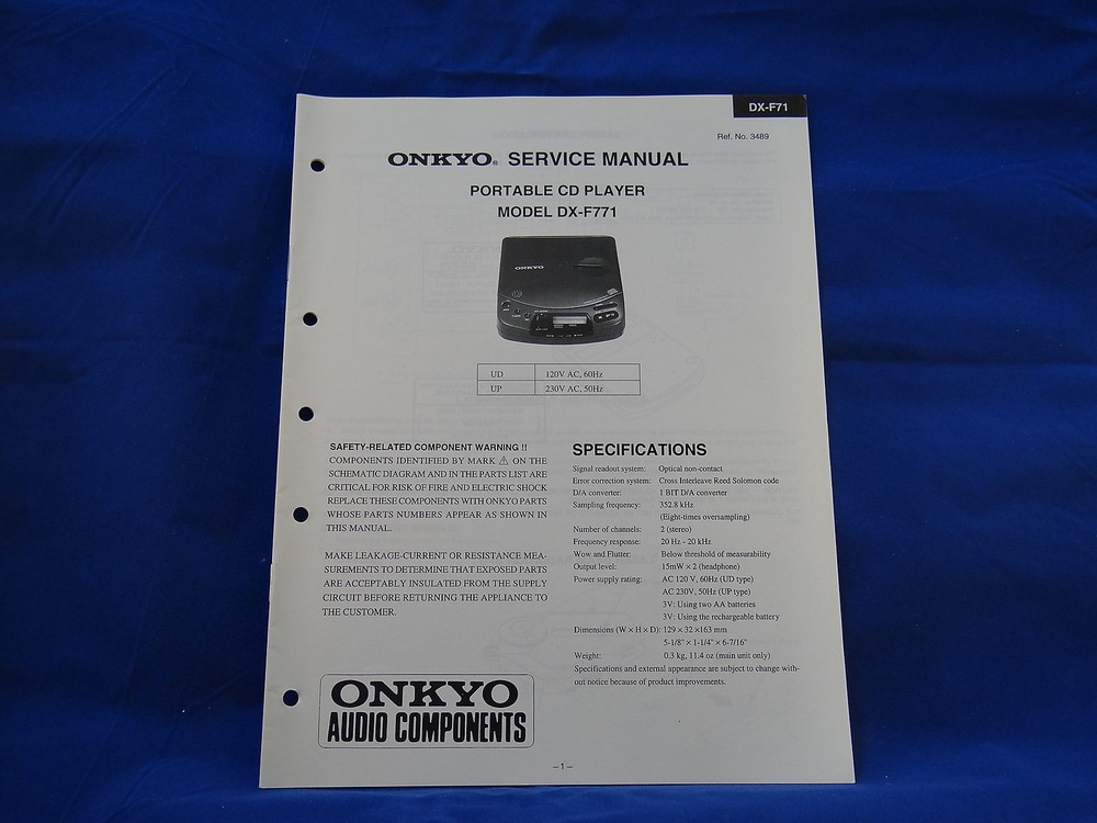 Onkyo DX-F771 CD Player Service Manual
