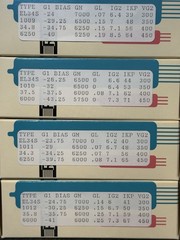 (4) NOS RFT Germany EL34S Tubes W/Factory Test Results G1 Bias, Gm, GL, IKP, VG2