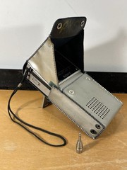 Sony Watchman Portable CRT TV Made in Japan w/ Case & Sony Plug- Video In Tested