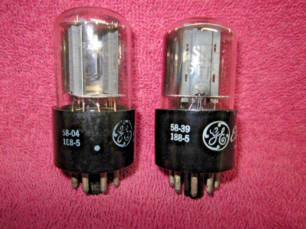 Matched Pair 1958 GE Side Getter 6SN7GTB Tubes STRONG! 6SN7