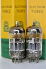 NOS 6DJ8 ECC88 AMPEREX BUGLE-BOY HOLLAND TUBES MATCHED PAIR 1960 MAGICAL SOUND