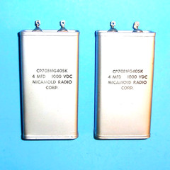 2 Micamold 4uF 1000V Paper in Oil Capacitors TESTED *3% MATCH* w/MTG STRAPS