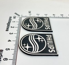 Philips Speakers Badge Logo Pair Incised Acrylic 3D Custom Made 32mm x 25mm
