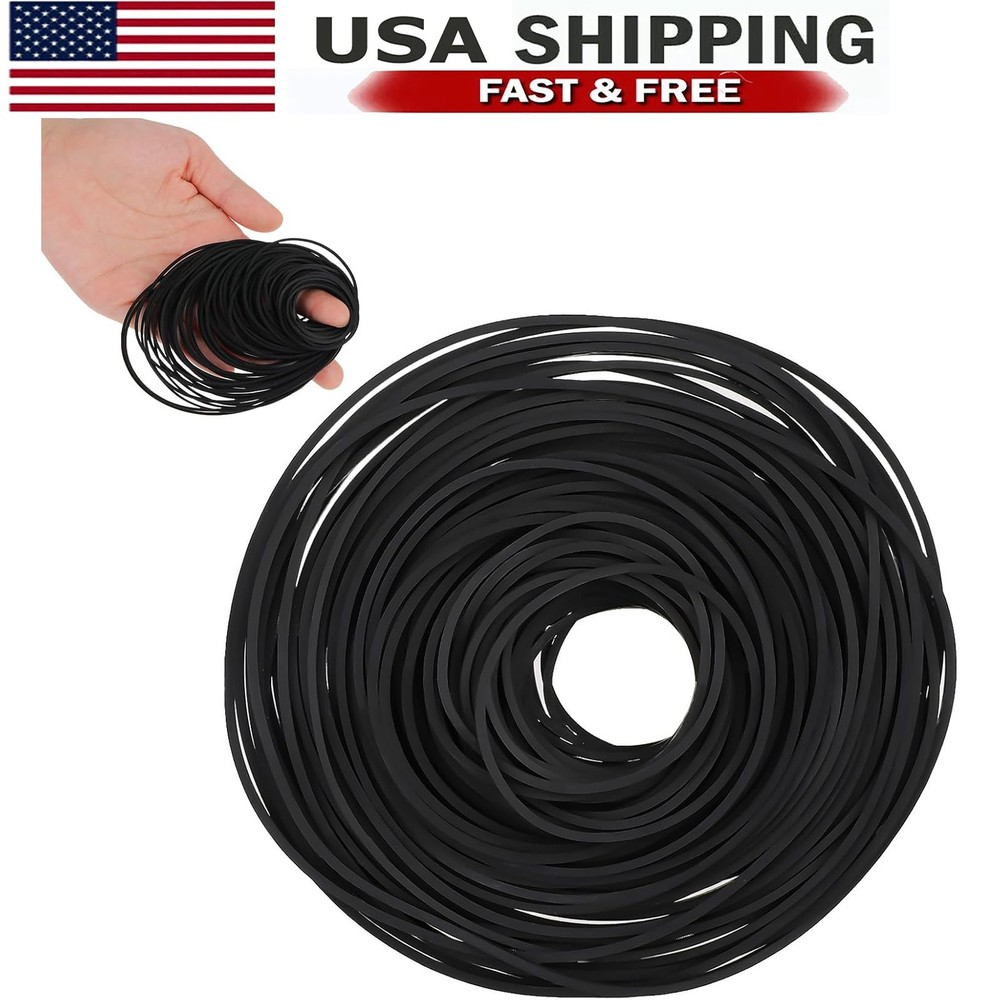 100 Pcs Flat Cassette Recorder Rubber Belts Mix 40-135mm 1mm Repair DVD VCR Kit