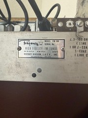 1950 s Regency FM 100 Tube Tuner Original Nice RARE Powers on lights up