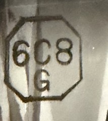 6C8G Sylvania Oak Leaf Bottom Dimpled Foil Getter Black Plates Preamp Tube Rare
