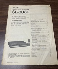 Vintage Sony Betamax SL-3030 VCR Owner’s Manual