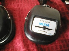 VTG Black Mura SP-502 Dynamic Stereo Headphones Plug In ~ Works!! Super Cool