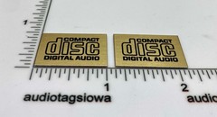 Compact Disc Digital Audio Gold Aluminum Badges Self Stick PAIR