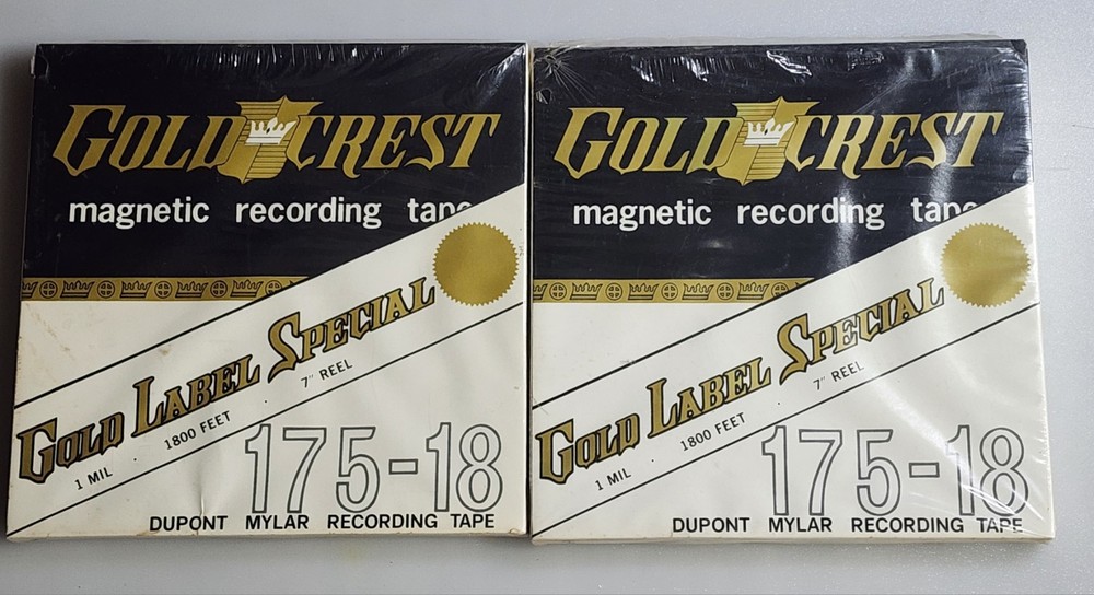 2 Reels Gold Crest Magnetic Recording Tape 175-18 Dupont Mylar SEE PICS
