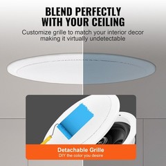 6.5” 150W 8Ω 89dB Bluetooth Ceiling Speakers Flush Mount 4-Piece Set