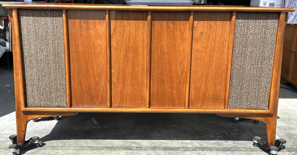 Vintage Mid Century Modern RCA Solid State Walnut Cabinet Stereo Console