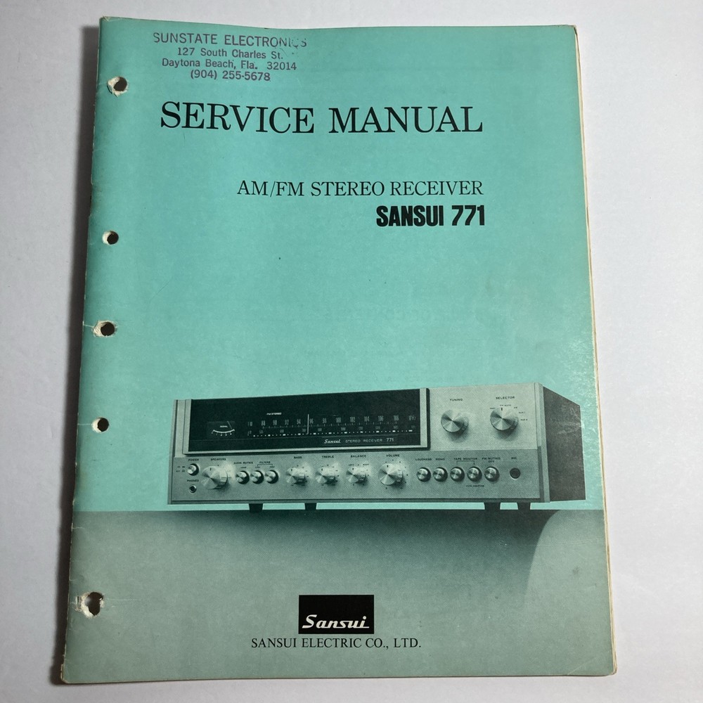 Sansui 771 AM/FM Stereo Receiver Service Manual 26 Pages Rare