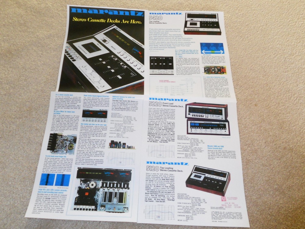 Marantz 1977 Cassette Brochure, 4 pg, 5420,5220,5120, Specs, Articles, Pics,INFO