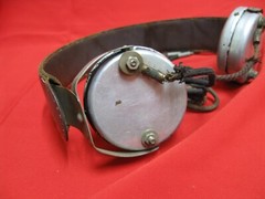 Vintage CK or KC Radio Headphones w leather headband BROKEN FOR PARTS