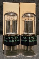 SYLVANIA 6SN7 GTB TUBE 1968 CHROME TOP HALO BLACK V PLATES MATCHED SET